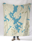 Moosehead Lake ME Charted Territory Map Blanket - Maritime Tribes USABlanket