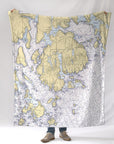 Mount Desert Island, Acadia, ME Nautical Chart Blanket - Maritime Tribes USABlanket