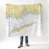 Mystic, CT. (Fishers Island Sound) Nautical Chart Blanket - Maritime Tribes USABlanket