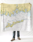 Mystic, CT. (Fishers Island Sound) Nautical Chart Blanket - Maritime Tribes USABlanket