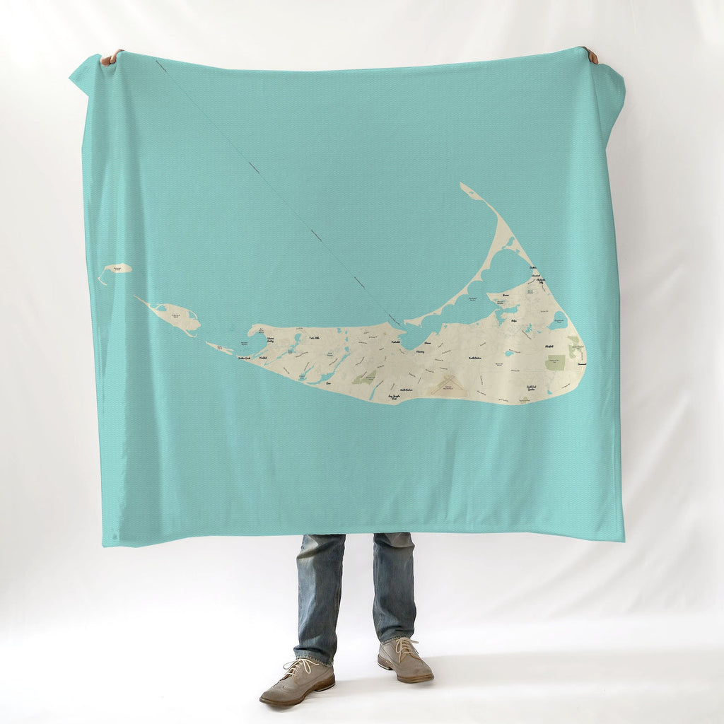 Nantucket MA Modern Wave-Style Map Blanket - Maritime Tribes USABlanket