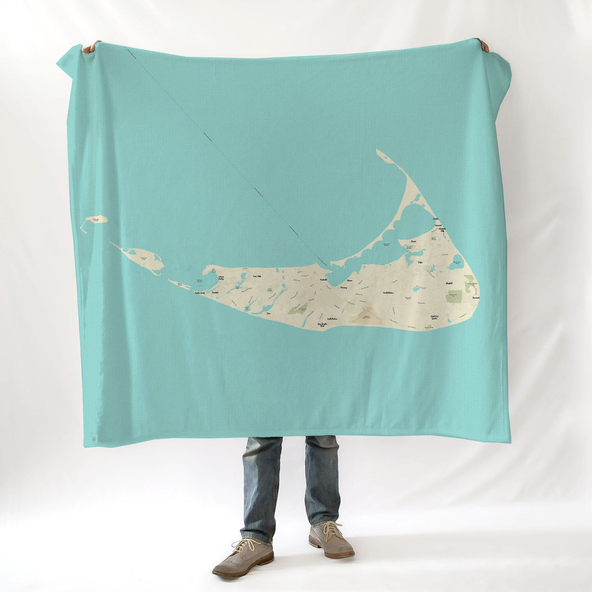 Nantucket MA Modern Wave-Style Map Blanket - Maritime Tribes USABlanket