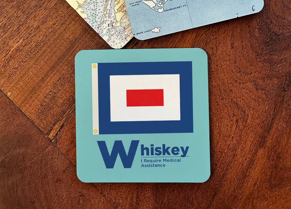Nautical Flag Coaster - ‘W’ Whiskey - Maritime Tribes USACoaster