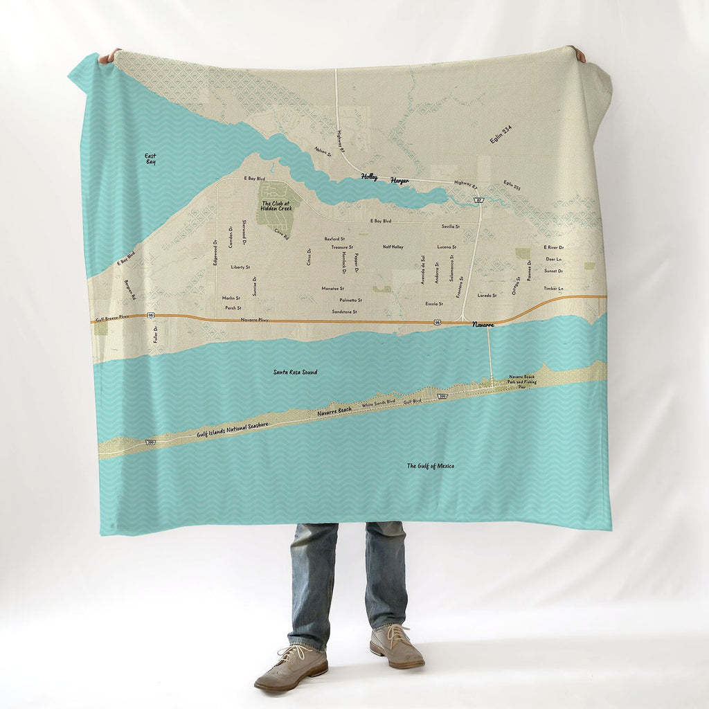 Navarre, FL Modern Wave Map Blanket - Maritime Tribes USABlanket