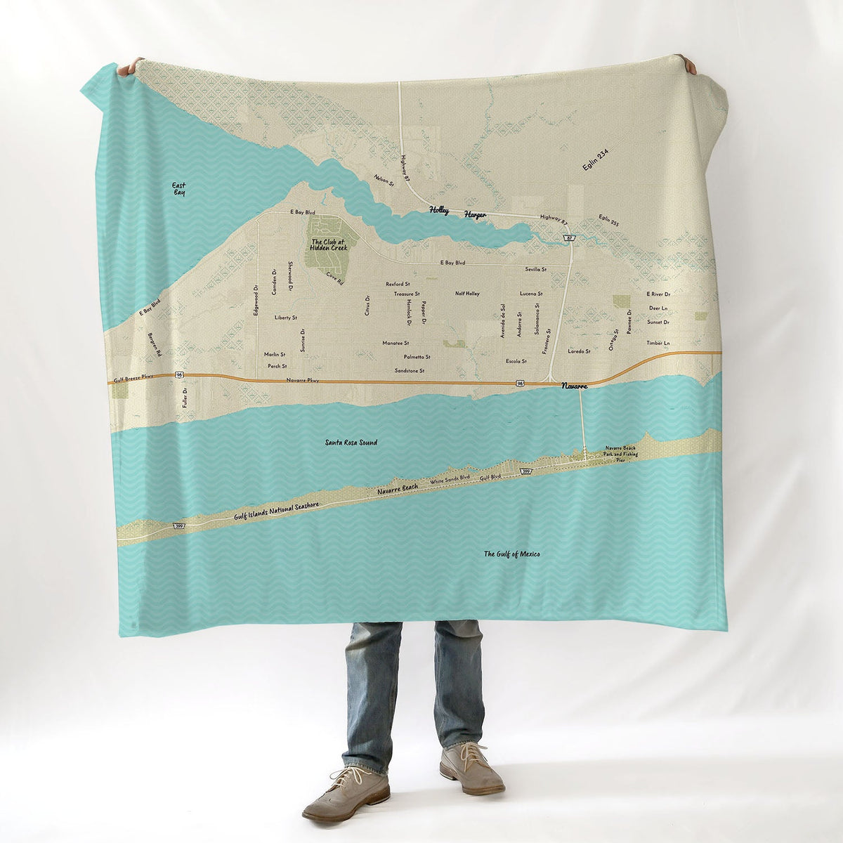 Navarre, FL Modern Wave Map Blanket - Maritime Tribes USABlanket