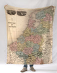 Netherlands (Holland) Vintage Antique Map Blanket (c. 1892) – Historic Dutch Map Throw - Maritime Tribes USABlanket