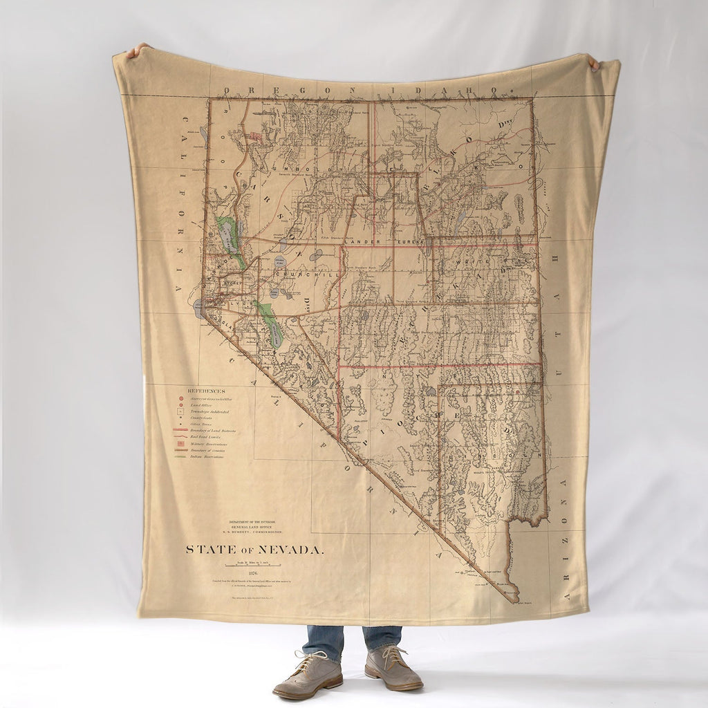 Nevada State Antique Map Blanket - Maritime Tribes USABlanket