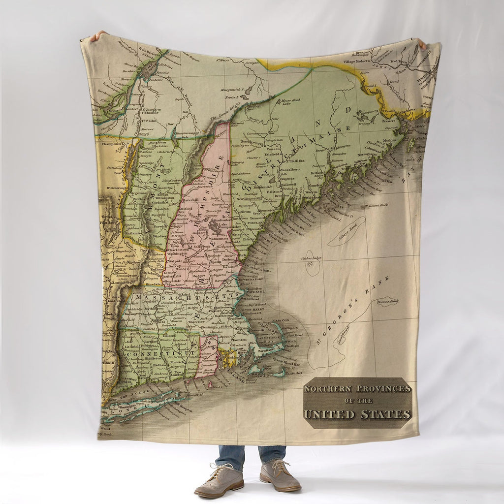 New England Antique Map Blanket - Maritime Tribes USABlanket