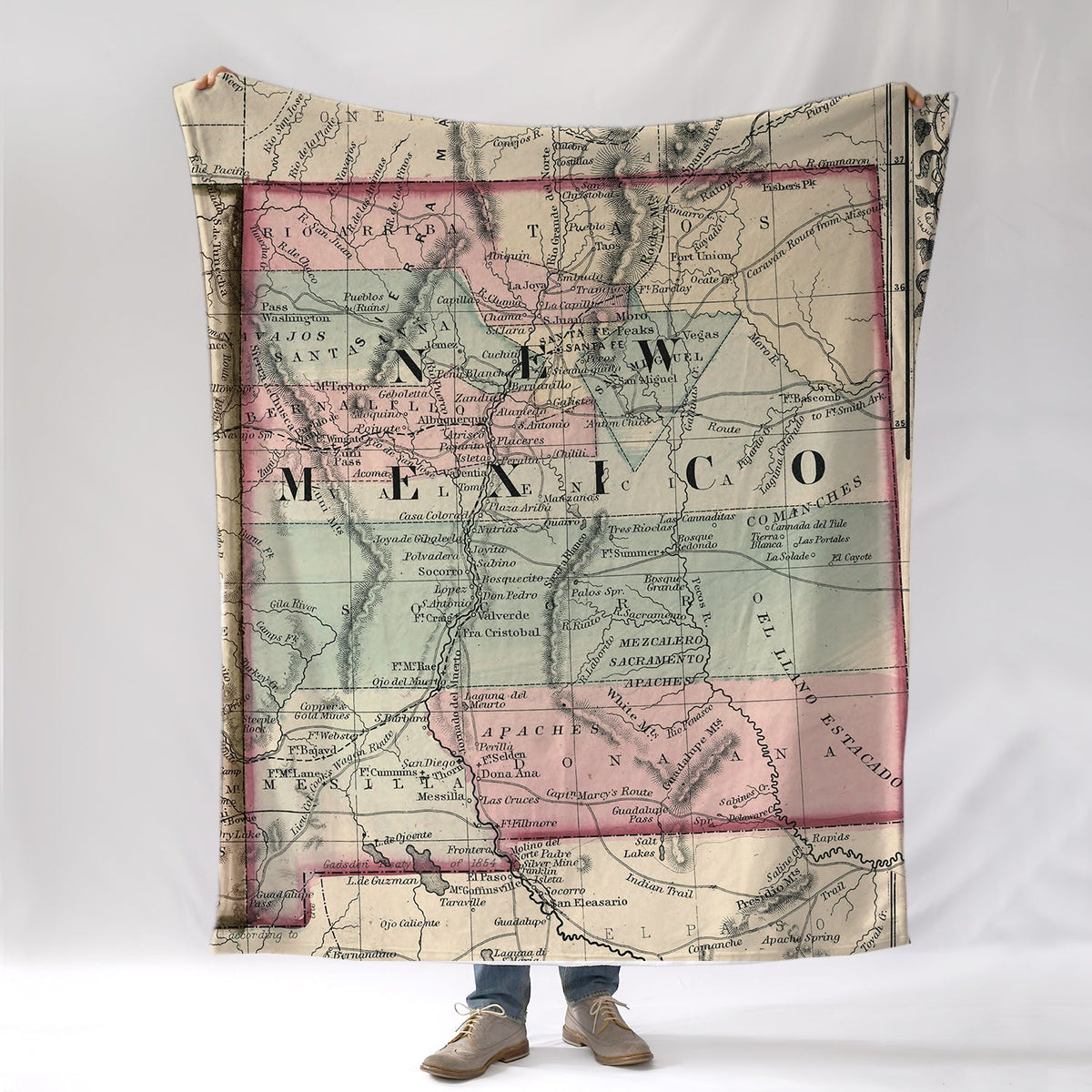 New Mexico Vintage Map Blanket - Maritime Tribes USABlanket