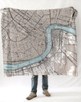 New Orleans River Antique Map, 2 Tone Blanket - Maritime Tribes USABlanket