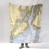 New York Harbor, NY Nautical Chart Blanket - Maritime Tribes USABlanket