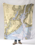 New York Harbor, NY Nautical Chart Blanket - Maritime Tribes USABlanket