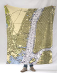 New York Harbor, NYC, Vintage Nautical Chart Blanket - Maritime Tribes USABlanket
