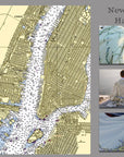 New York Harbor, NYC, Vintage Nautical Chart Blanket - Maritime Tribes USABlanket