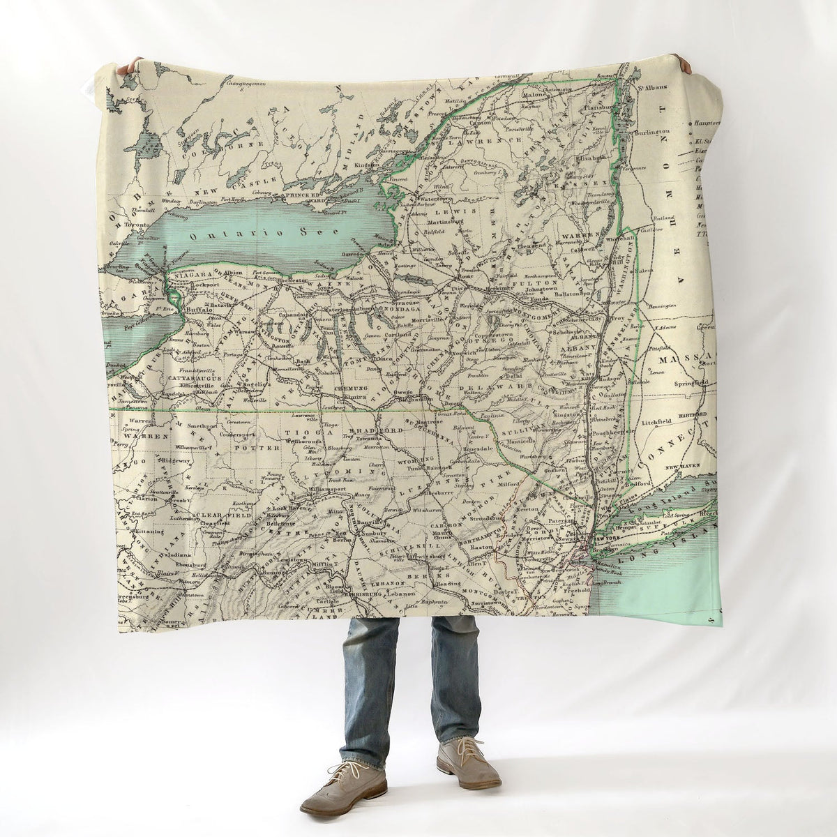 New York State Vintage Map Blanket - Maritime Tribes USABlanket