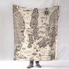 Newport, RI Antique Map, Tourist (Pictorial) map Blanket - Maritime Tribes USABlanket