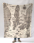 Newport, RI Antique Map, Tourist (Pictorial) map Blanket - Maritime Tribes USABlanket