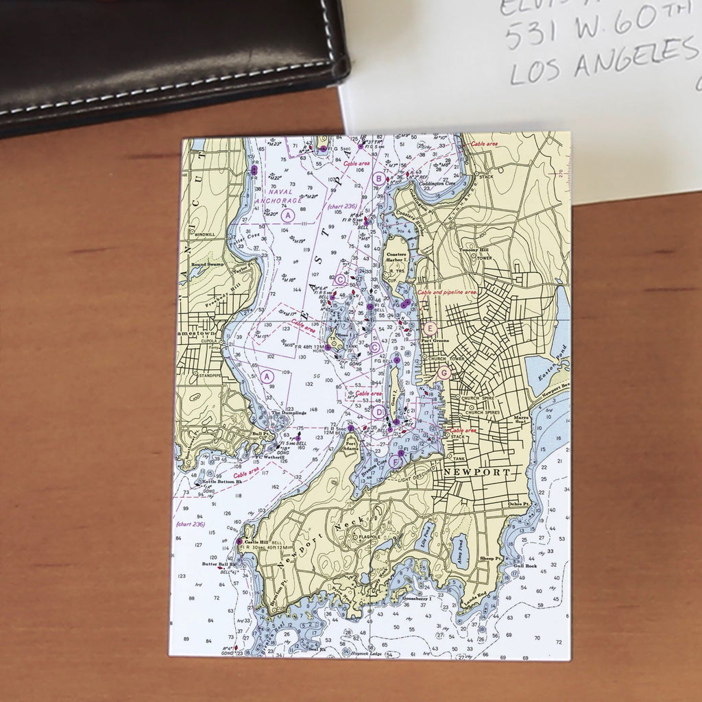 Newport, RI Chart Notecard, Pack of 24 Notecards - Maritime Tribes USANotecard