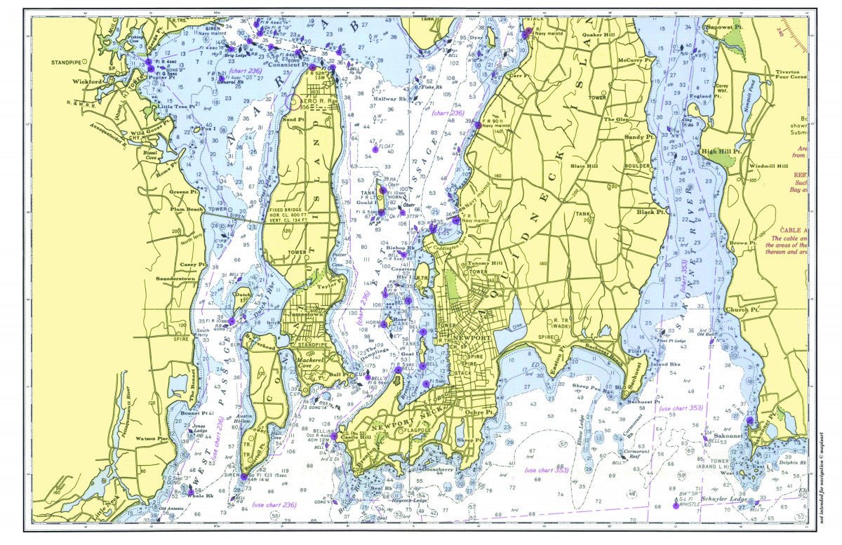 Newport, RI &amp; Jamestown Chart Placemat - Maritime Tribes USALaminated Placemat