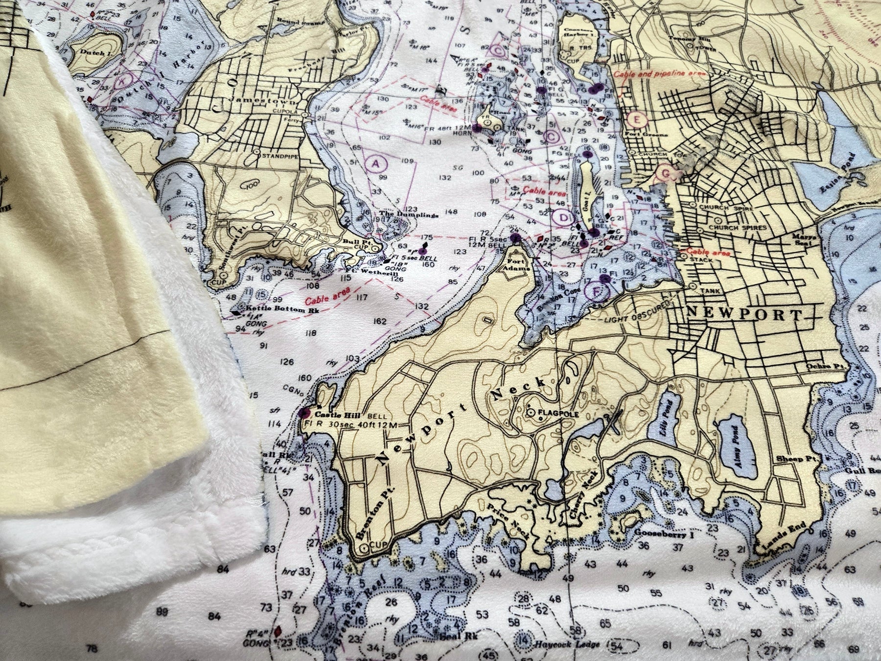 Newport, RI (Narragansett Bay) Chart Blanket - Maritime Tribes USABlanket