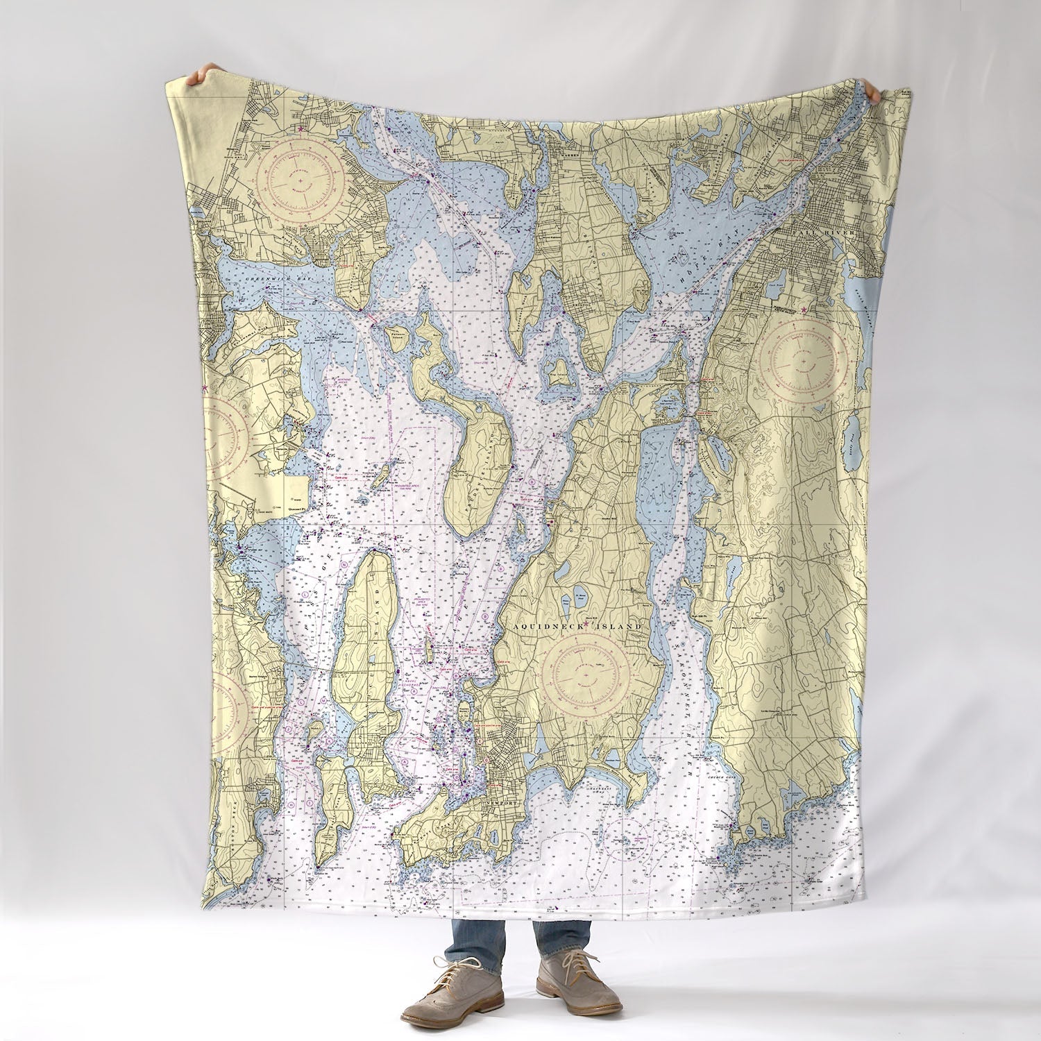 Newport, RI (Narragansett Bay) Chart Blanket - Maritime Tribes USABlanket