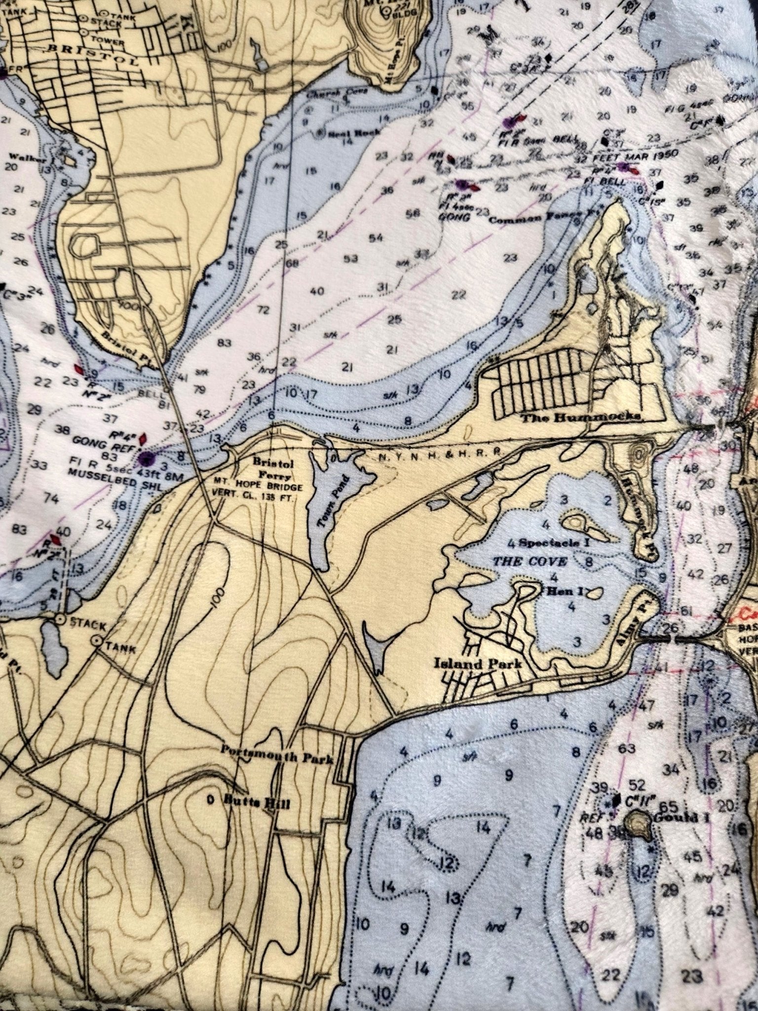 Newport, RI (Narragansett Bay) Chart Blanket - Maritime Tribes USABlanket