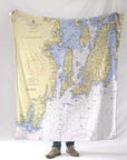 Newport, RI Point Judith, Aquidneck Island, South Coast RI Chart Blanket - Maritime Tribes USABlanket