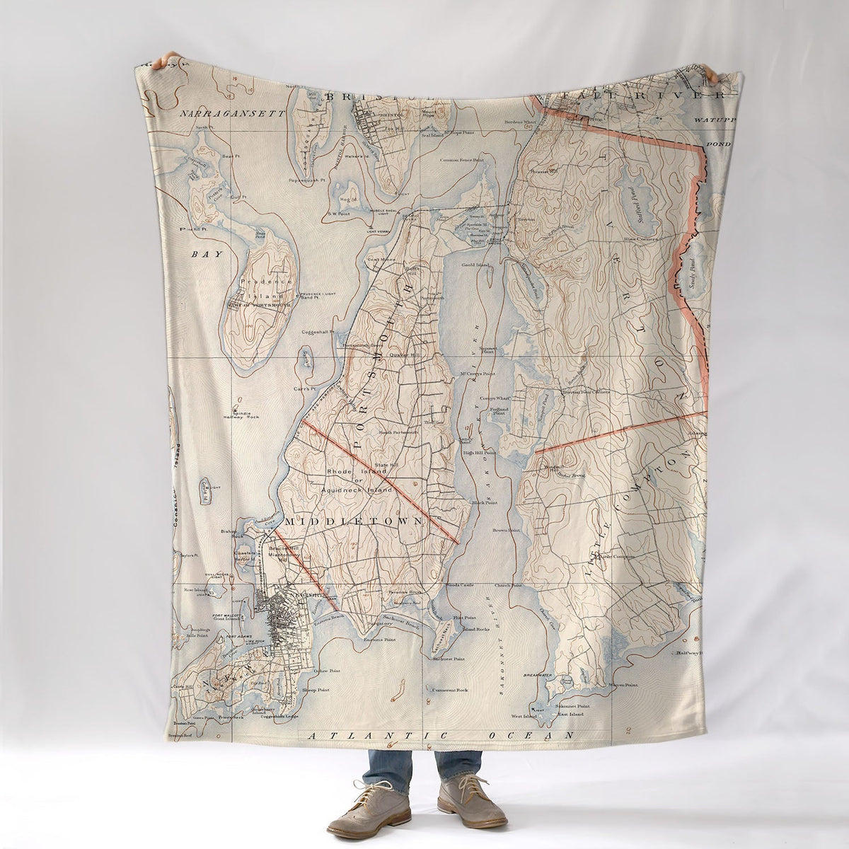 Newport, RI Vintage Topo Map Blanket - Maritime Tribes USABlanket