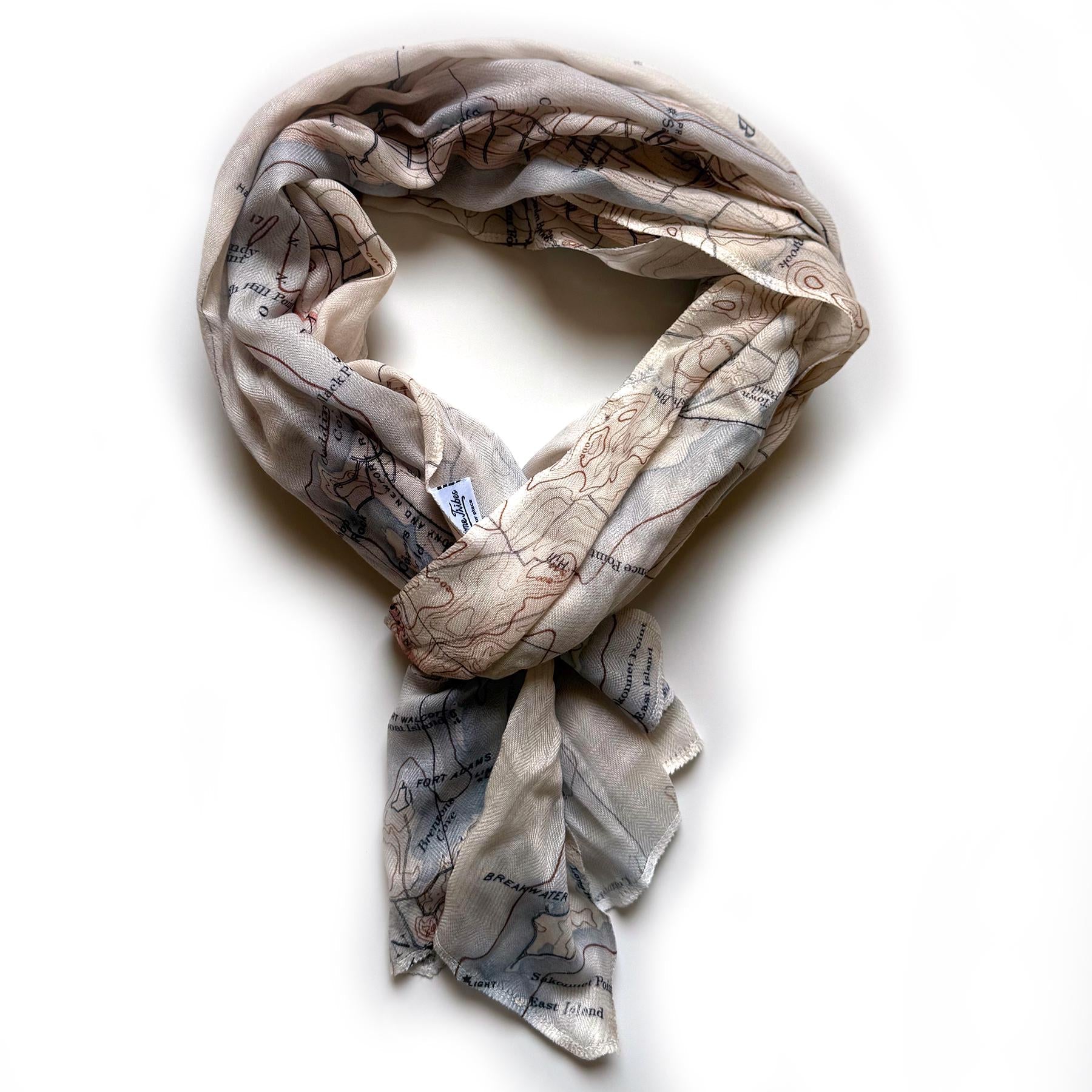 Newport, RI Vintage Topographical Map Scarf - Maritime Tribes USAScarf