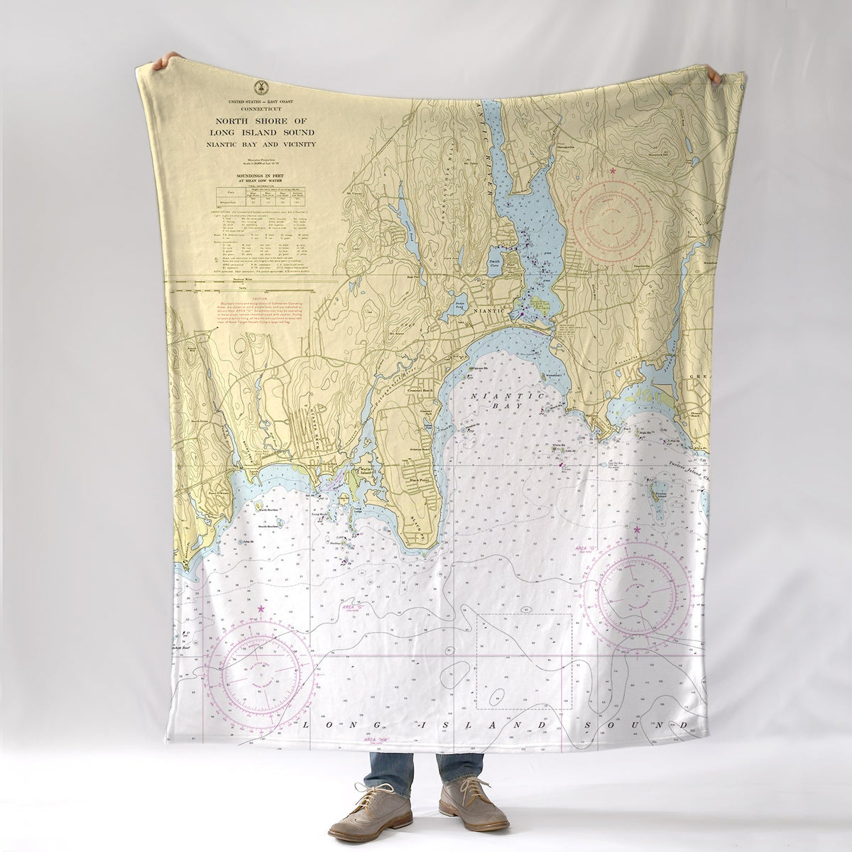 Niantic River, CT. Nautical Chart Blanket - Maritime Tribes USABlanket