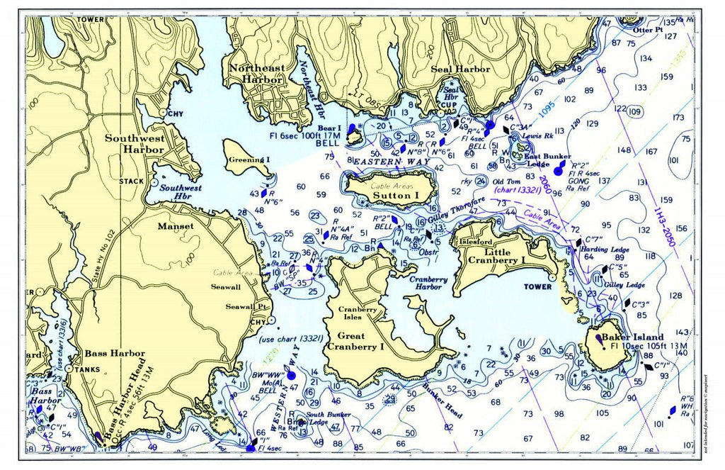 Northeast Harbor, Mount Desert Island, Maine Chart Placemat - Maritime Tribes USALaminated Placemat