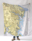 Northern Neck VA Chesapeake Chart Blanket - Maritime Tribes USABlanket