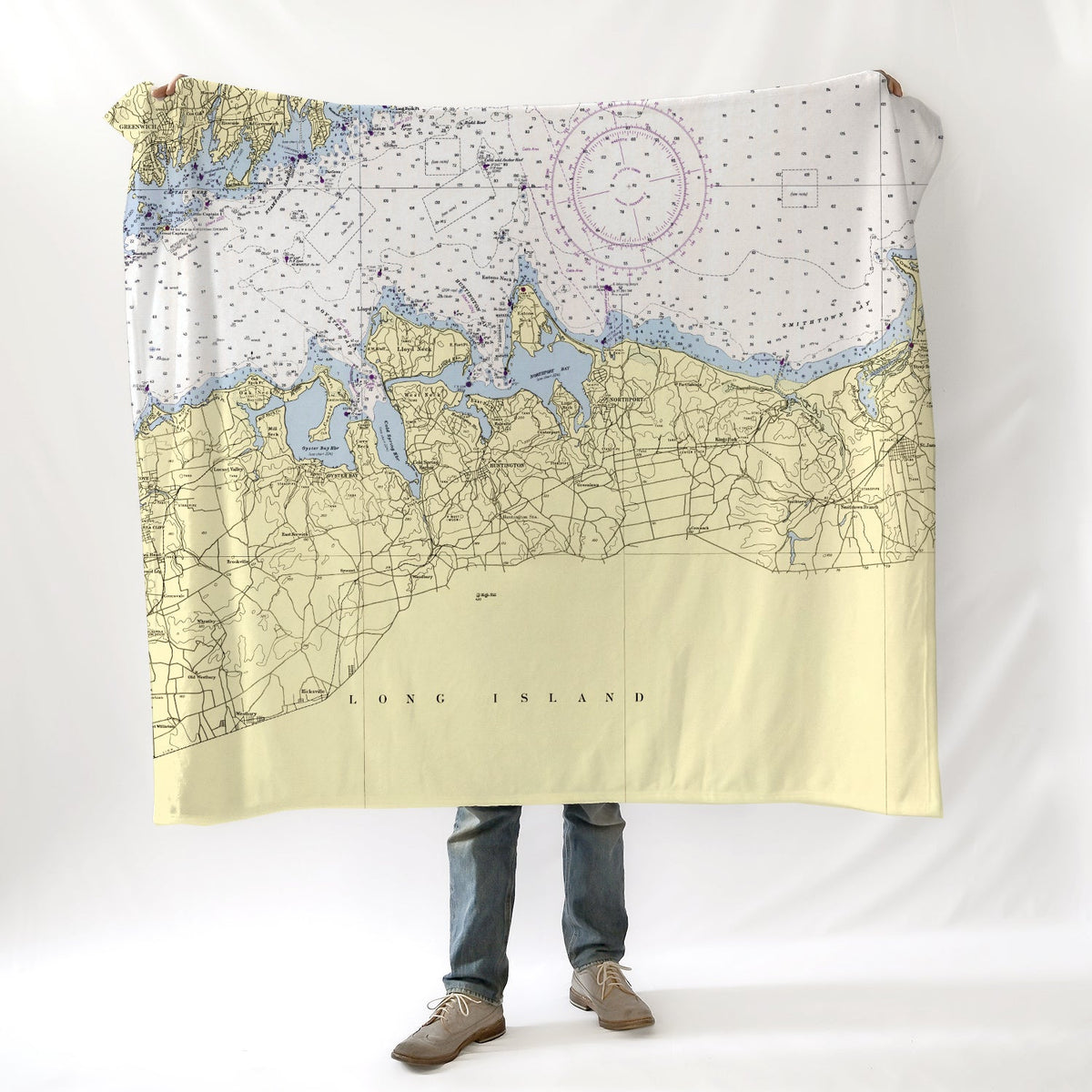 Northport Harbor, NY Vintage Chart Blanket - Maritime Tribes USABlanket