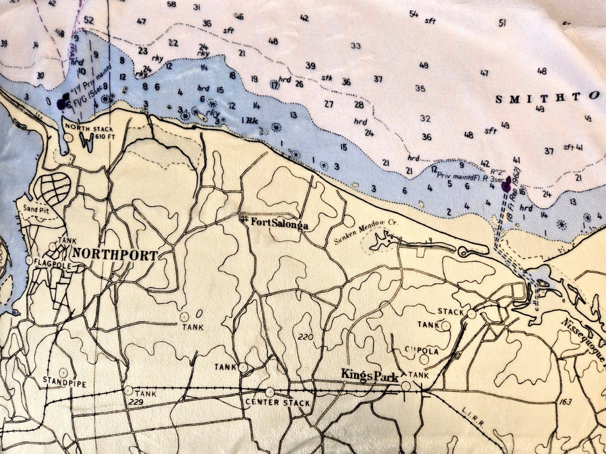 Northport Harbor, NY Vintage Chart Blanket - Maritime Tribes USABlanket
