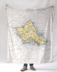 Oahu, HI Nautical Chart Blanket - Maritime Tribes USABlanket