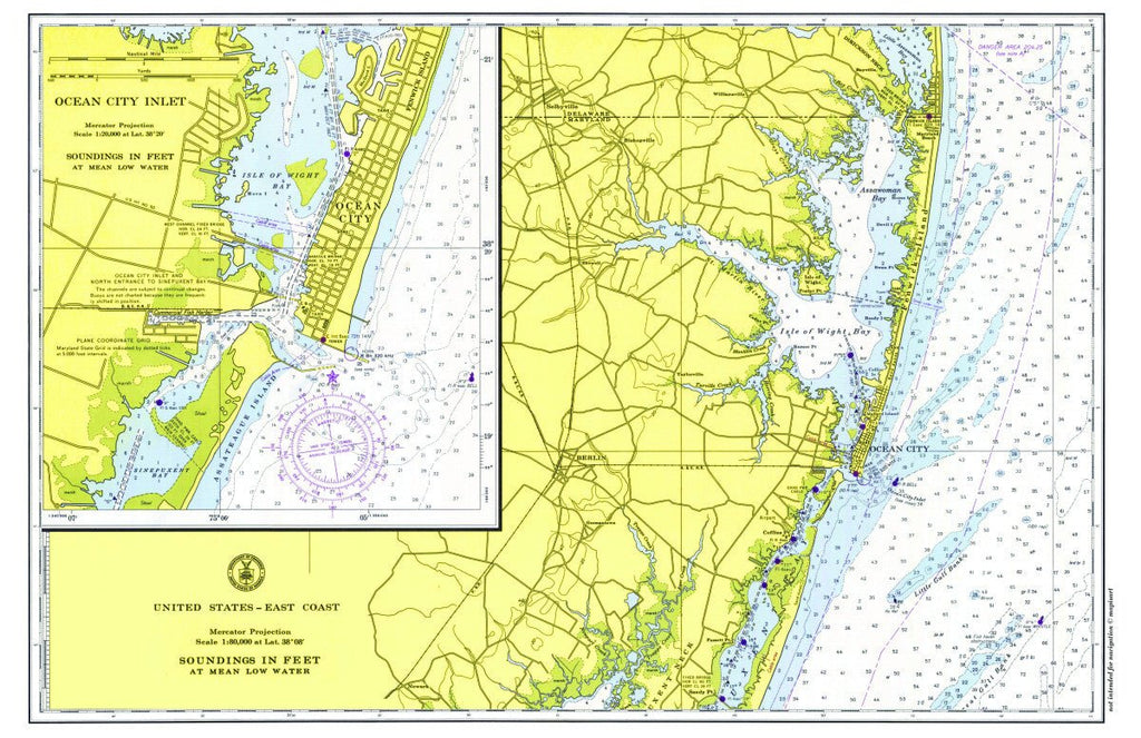 Ocean City, Maryland Chart Placemat - Maritime Tribes USALaminated Placemat