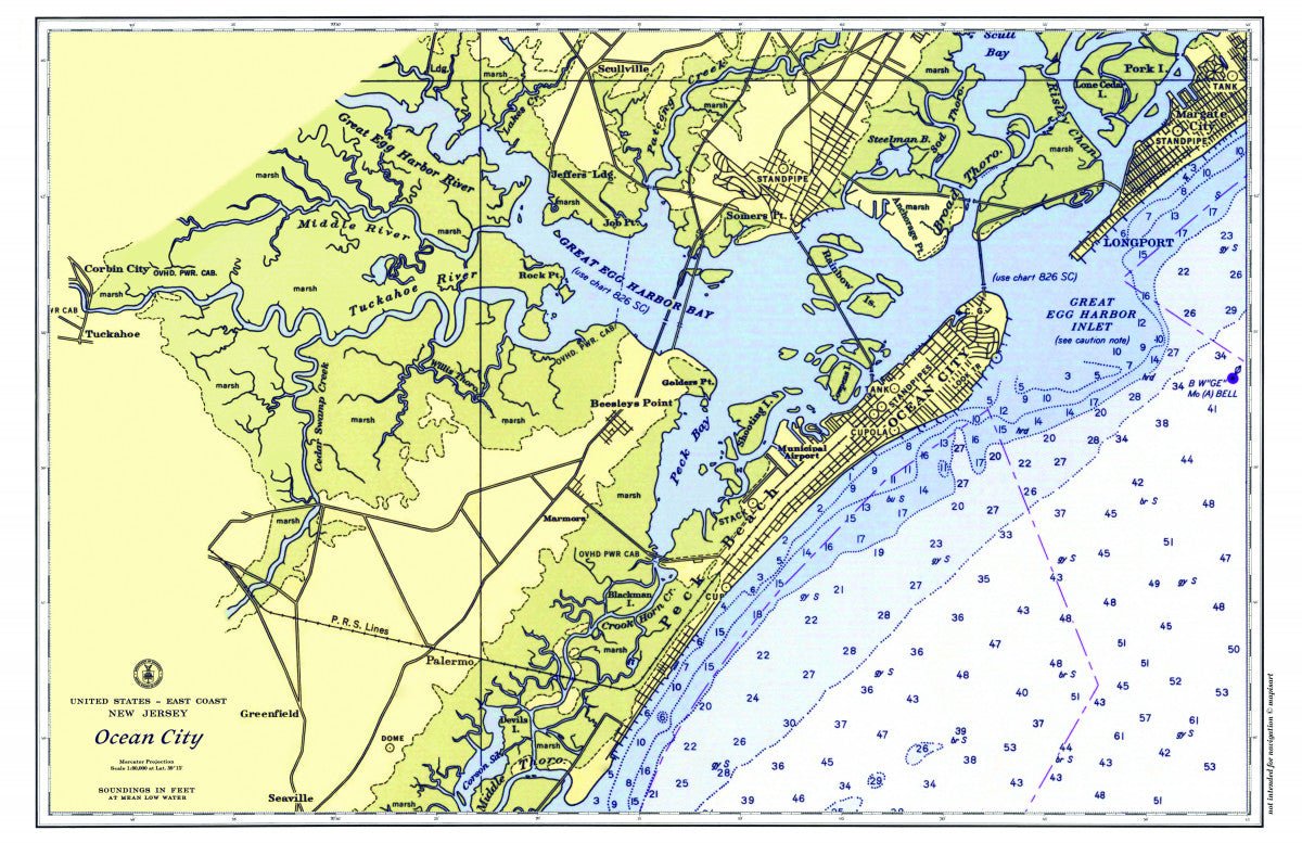 Ocean City, New Jersey Chart Placemat - Maritime Tribes USALaminated Placemat