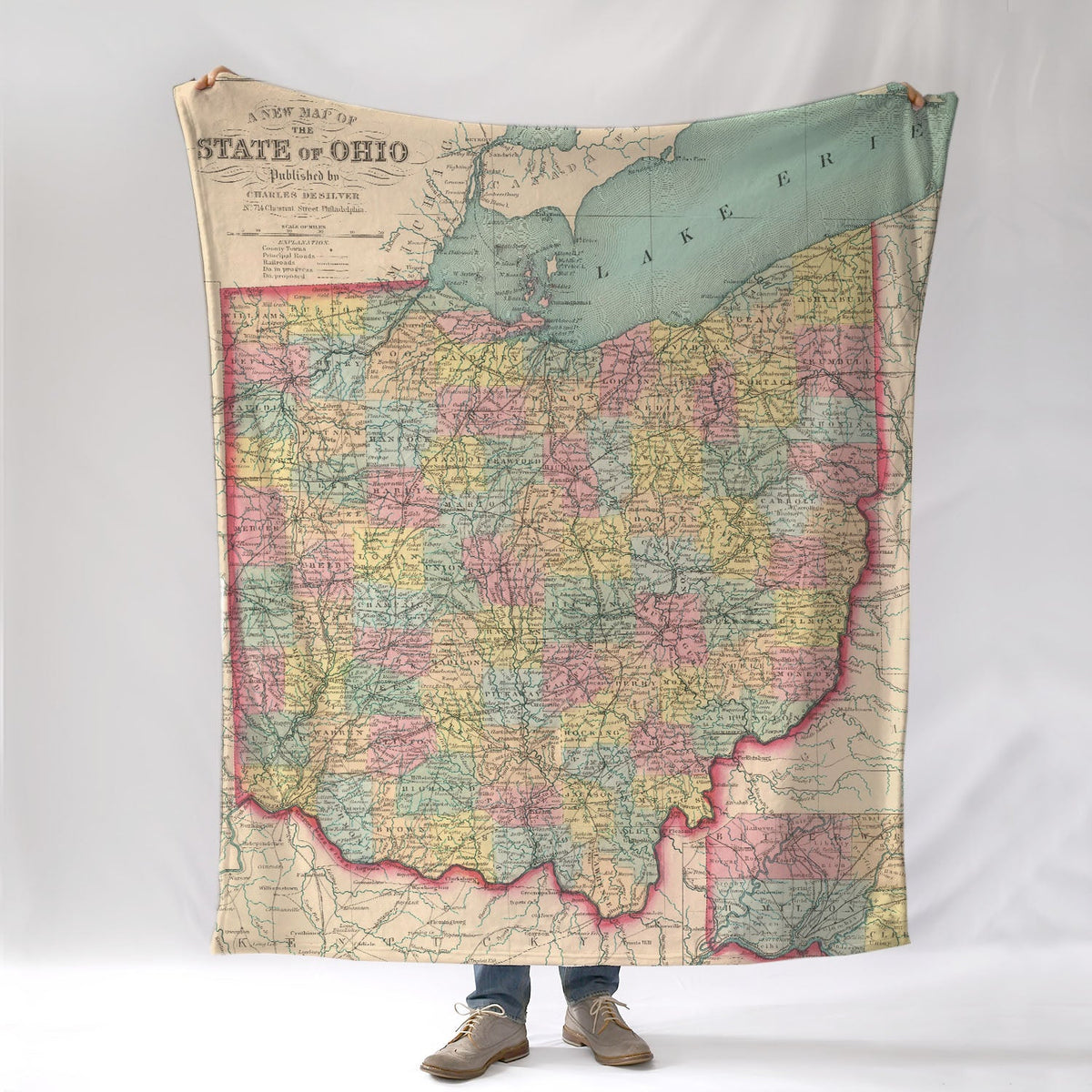 Ohio State Map - 1856 Blanket - Maritime Tribes USABlanket
