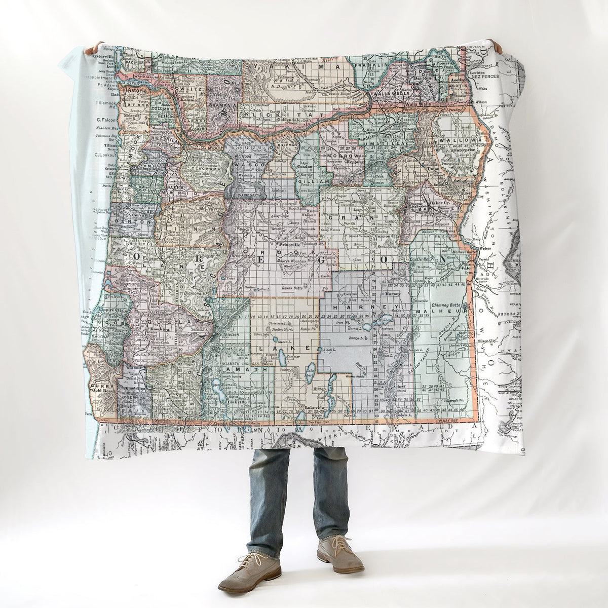 Oregon State Vintage Map Blanket - Maritime Tribes USABlanket