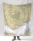 Oriental, NC, Neuse River Chart Blanket - Maritime Tribes USABlanket