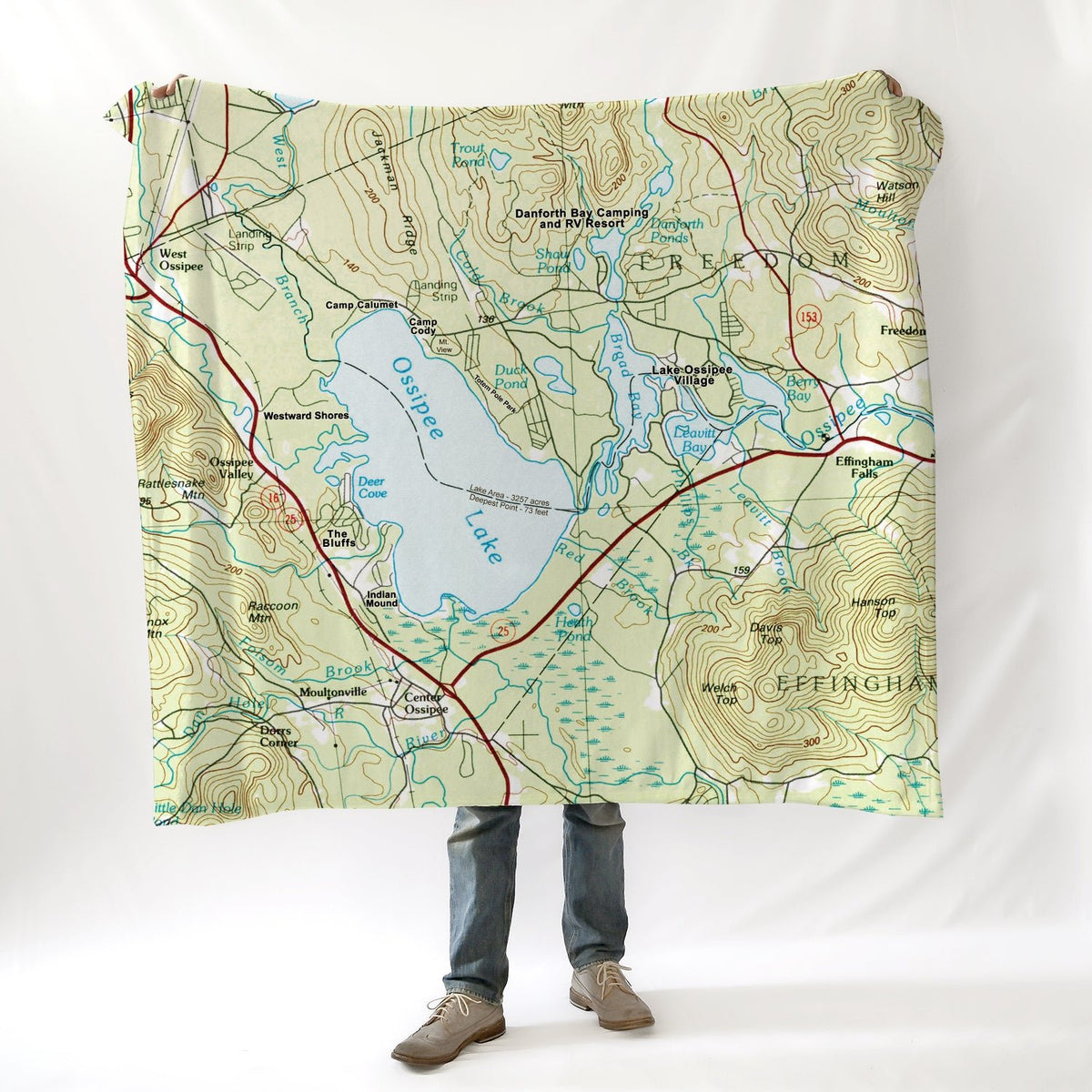 Ossipee Lake, NH Topo Map Blanket - Maritime Tribes USABlanket
