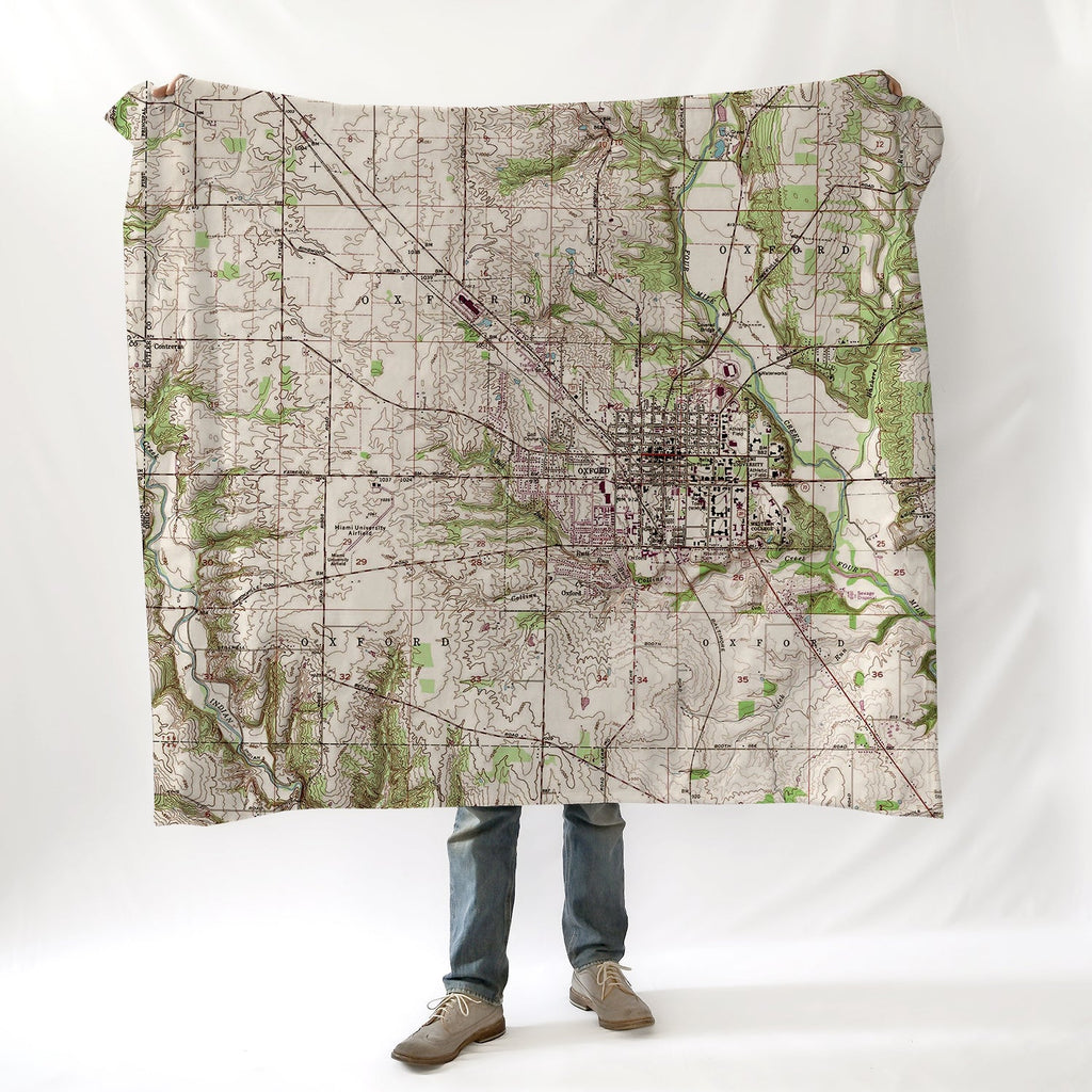 Oxford, OH Topo Style Map Blanket - Maritime Tribes USABlanket