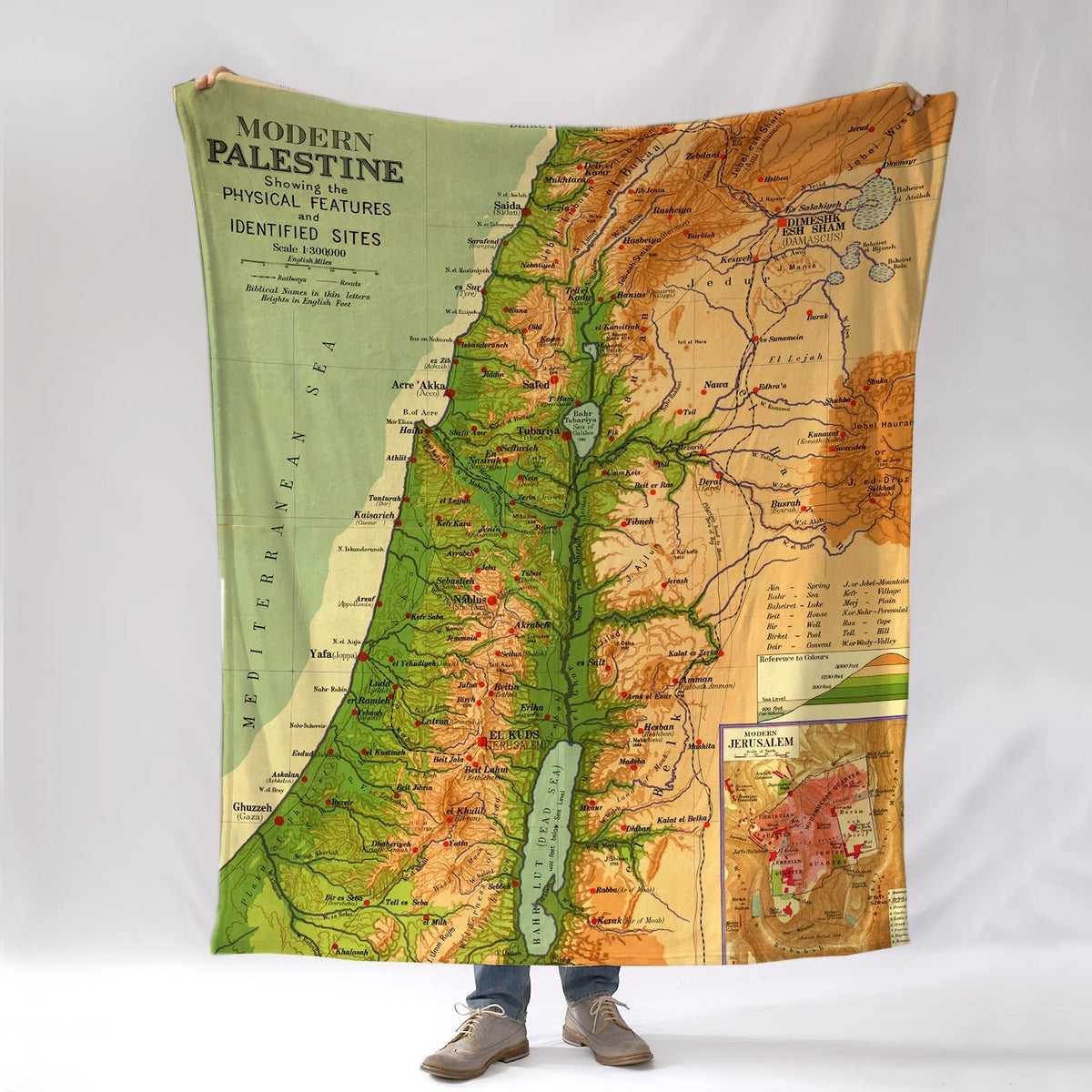 Palestine Vintage (c. 1915) Map Blanket - Maritime Tribes USABlanket