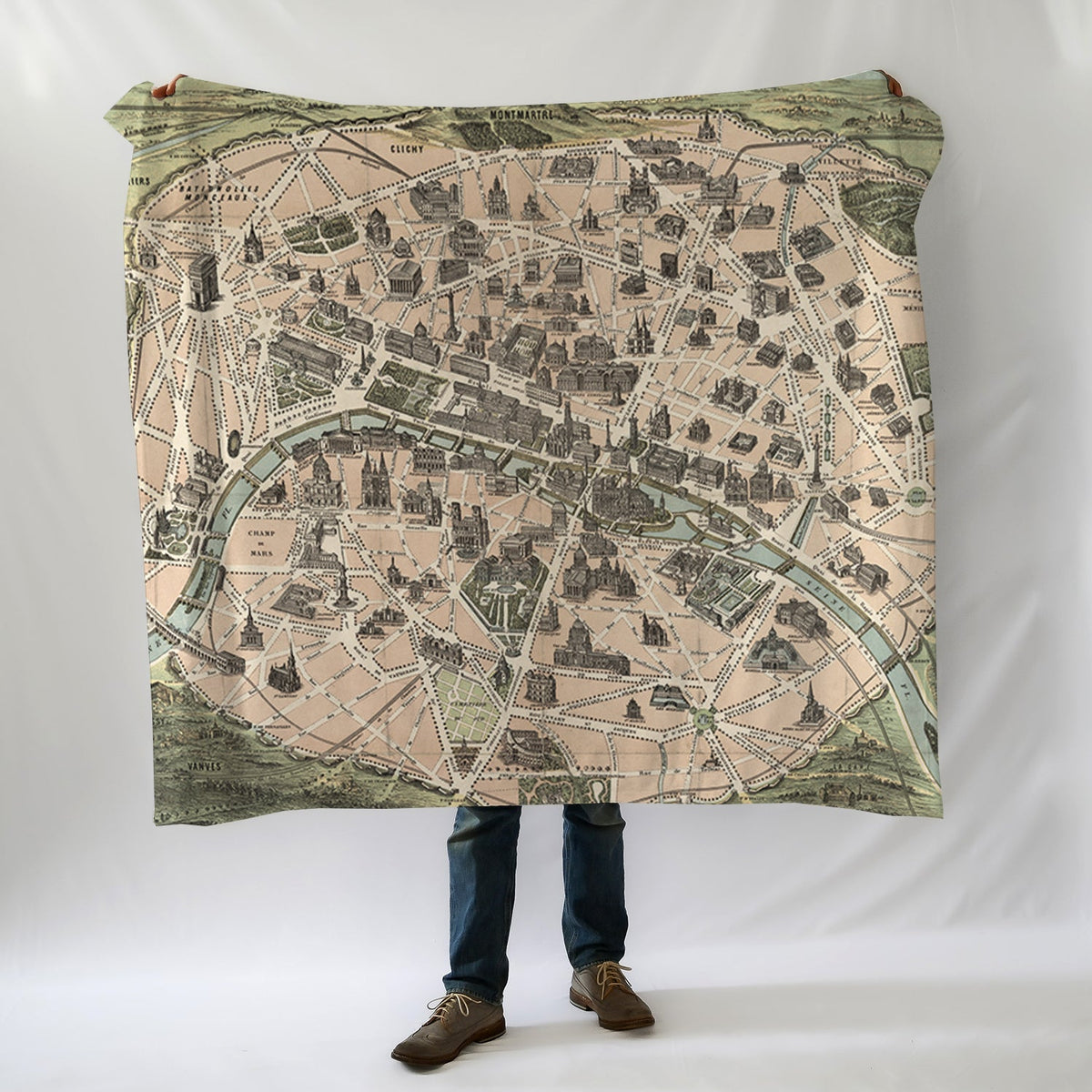 Paris Vintage Birdseye Map Blanket - Maritime Tribes USABlanket