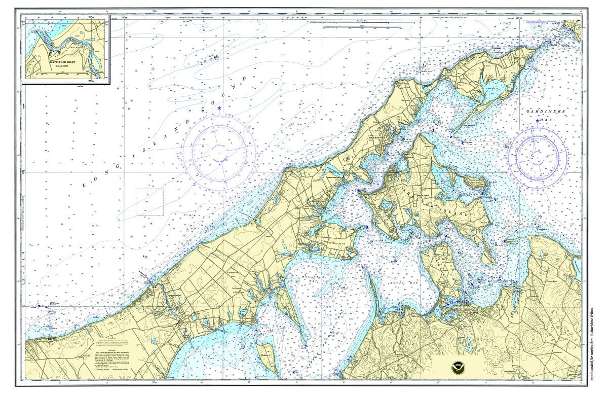 Peconic Bay &amp; Shelter Island, New York Chart Placemat - Maritime Tribes USALaminated Placemat