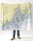 Penobscot Bay, Belfast, ME.. Nautical Chart Blanket - Maritime Tribes USABlanket