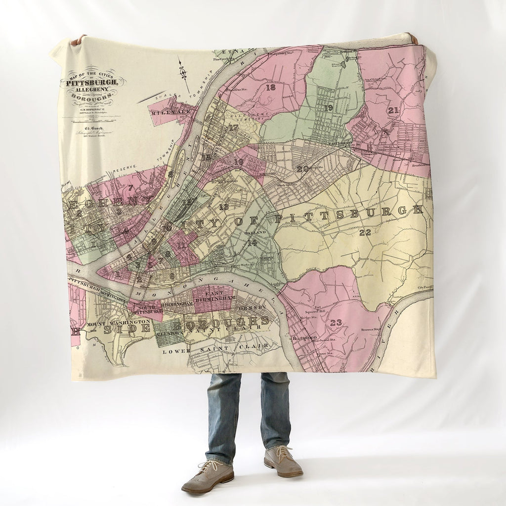 Pittsburgh Antique Map Blanket - Maritime Tribes USABlanket