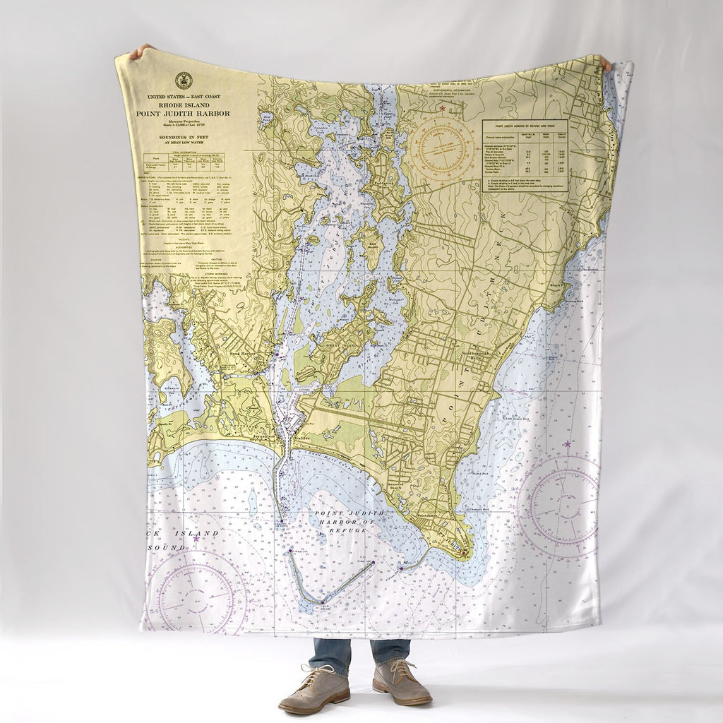 Point Judith Harbor, RI - Nautical Chart Blanket - Maritime Tribes USABlanket