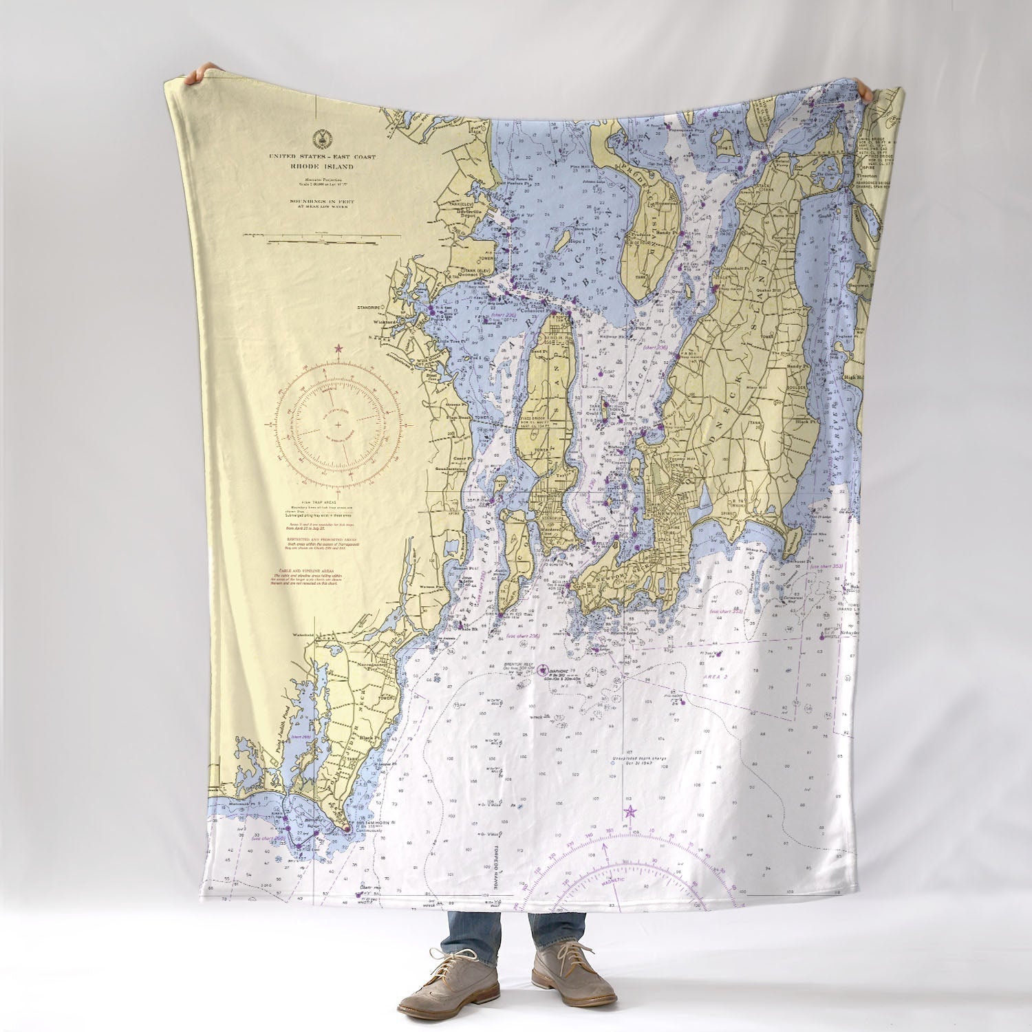 Point Judith - Narragansett, RIVintage Nautical Chart Blanket - Maritime Tribes USABlanket