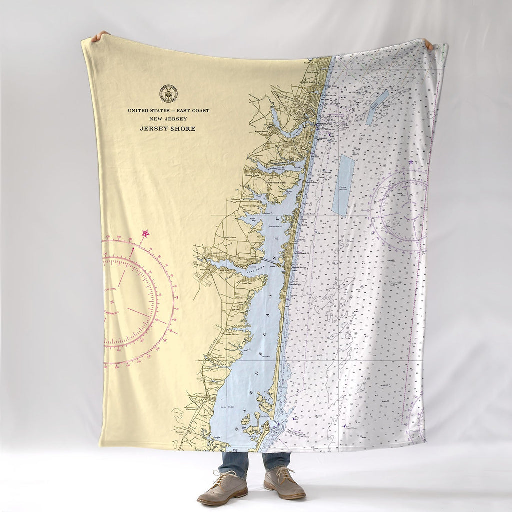 Point Pleasant Beach to Barnegat Bay NJ Nautical Chart Blanket - Maritime Tribes USABlanket
